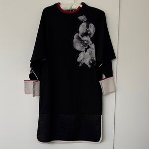 Italian designer Black Dress with Floral  size 38